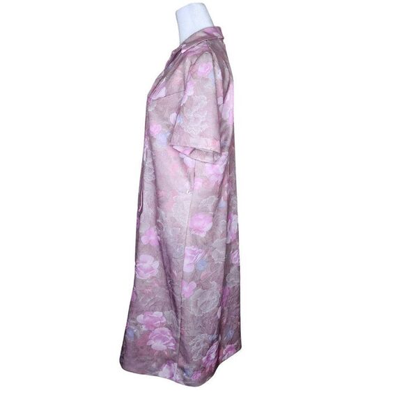 Vintage 70s Housecoat Day Dress Womens Size M Pink Polyester Pockets - Picture 6 of 10